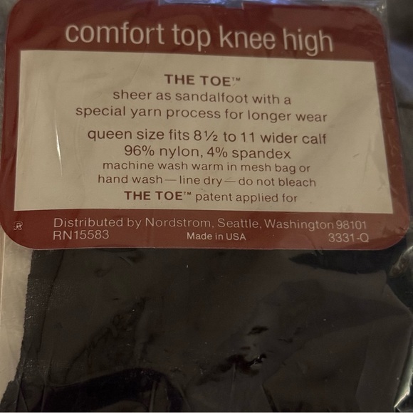 Vintage Set of Nordstrom Queen Jet Black knee highs.‎ Sandalfoot, comfort top. - Picture 5 of 5